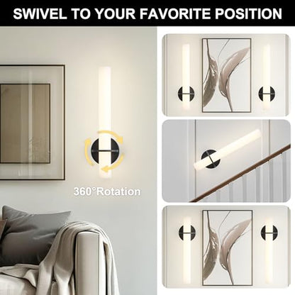 KARTOOSH Black Battery Operated Wall Sconce Set of 2, 18 Inch