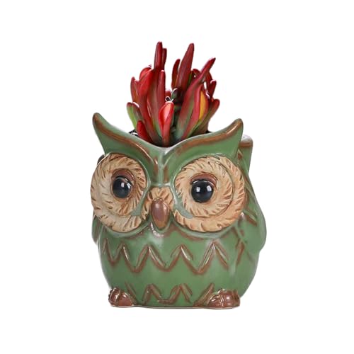 DIYOMR Small Ceramic Planter Pot, 4.3" Vintage Bronze Animal Planters Ceramic Flowerpot Succulent Pots Cactus Pot (Owl) - color: Owl
