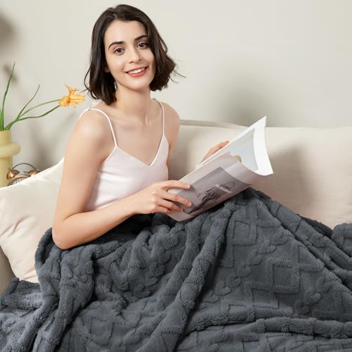 Aganear Fleece Throw Blanket for Couch Sofa 60"x80" Grey - color: Gray, size: Twin(60×80in)