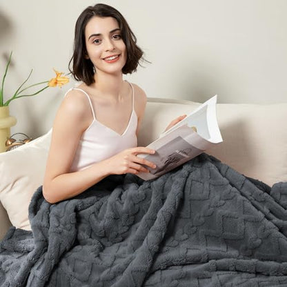 Aganear Fleece Throw Blanket for Couch Sofa 60"x80" Grey - color: Gray, size: Twin(60×80in)