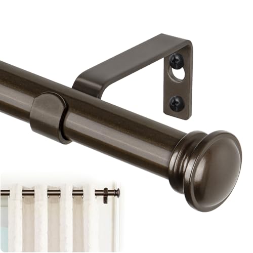TONIAL Curtain Rods for Windows, 32 to 58 Inch, Bronze, Single Drapery Rod - color: Bronze, size: 32-58"