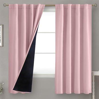 BGment Pink Blackout Curtains 63 Inches Long with Thermal Insulated Liner - color: Pink, size: 38"W x 63"L (Pack of 2)