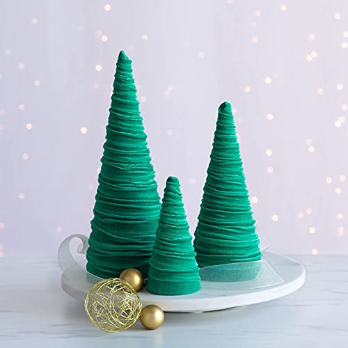 Your Heart's Content Green Velvet Trees Set of 3 (Green) - color: Green