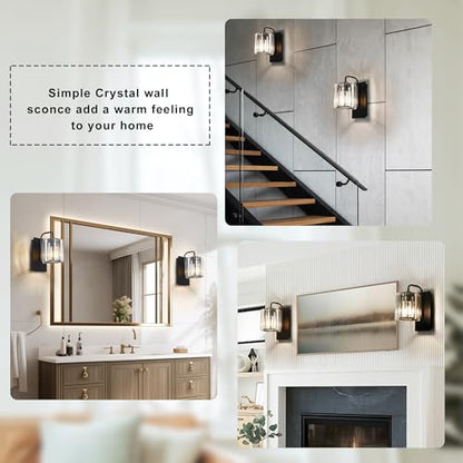 Wall Sconce,Crystal Wall Sconce,Black Wall Light Fixtures Indoor - color: Crystal Glass Sttyle