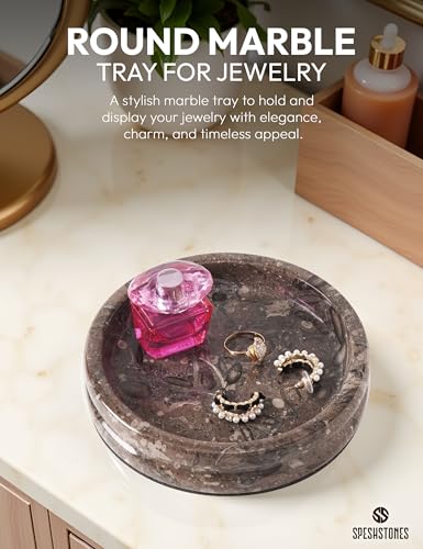 Marble Jewelry Dish, 5" Handmade Trinket Ring Tray - color: Oceanic