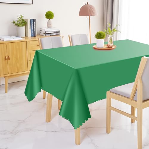NatNarr 6 Pcs Green Tablecloths Plastic, Scalloped Rectangle Table Cloth - color: Green, size: 6 Pack