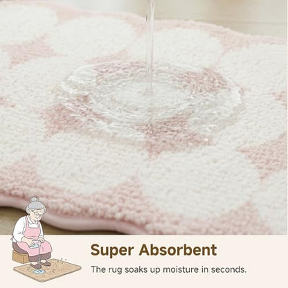 GRANNY SAYS Waved Pink Bathroom Rug, 16" x 24", Cute Scalloped Bath Mat - color: Pink-cute Waved, size: 1'4" x 2' (24" x 16")