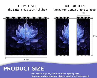 Black Navy Blue Blackout Curtains, Lotus Drapes 96 inches length, 2 Panels - color: Black and Blue, size: 52"W x 96"L (Pack of 2)