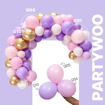 PartyWoo Pink Purple and Gold Balloons 66pcs 12 Inch Pink Purple Balloons - color: Pink & Gold & Purple