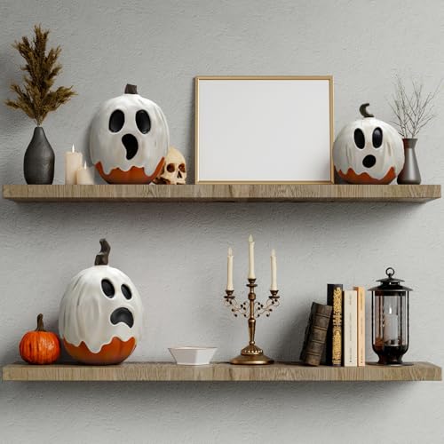 Halloscume 3 Pcs Halloween Ghost Pumpkins Figurines Resin Pumpkins Decor
