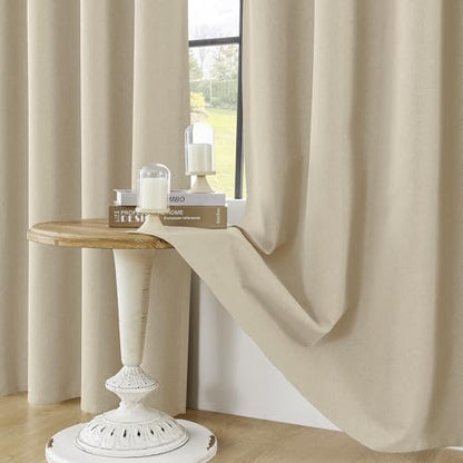 ChrisDowa Natural Blackout Curtains 90 Inches Long 2 Panels for Bedroom - color: Natural Linen, size: 52"W x 90"L (Pack of 2)