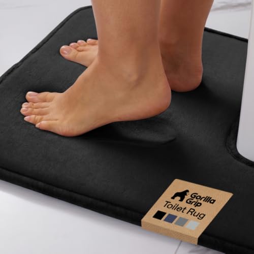 GORILLA GRIP® Memory Foam Toilet Rug for Bathroom, 22.5x19.5 Black - color: Black, size: 22" X 19" Toilet Rug