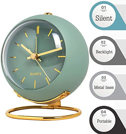 SHISEDECO Small Tableclocks Classic Non-Ticking Tabletop Alarm Clock,Green - color: Rn- Green