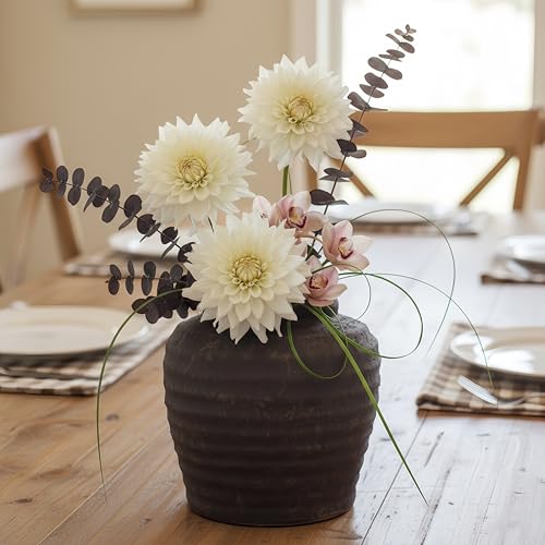 Lvases Rough Textured Brown Wabi Sabi Rustic Handmade Ceramic Decor Vase - color: Brown