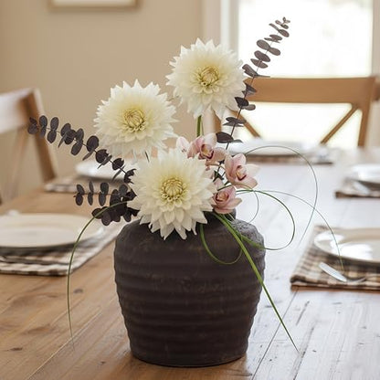 Lvases Rough Textured Brown Wabi Sabi Rustic Handmade Ceramic Decor Vase - color: Brown