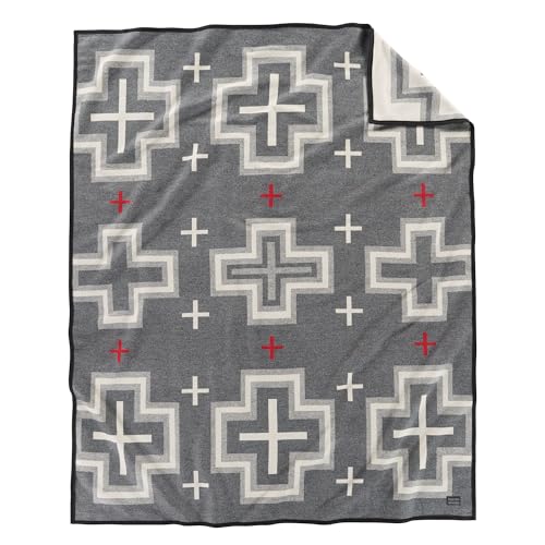 Pendleton Jacquard Unnapped Twin Blanket, 64 x 80 in, Heirloom Virgin Wool - color: San Miguel, size: Twin (64" x 80")