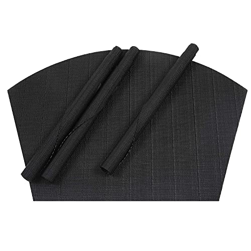 SHACOS Small Round Table Placemats Wedge Placemat Set of 4 Non Slip Heat Resistant Woven Vinyl Table Mats Wipe Clean Indoor Outdoor (4, Black) - color: Black