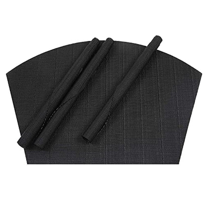 SHACOS Small Round Table Placemats Wedge Placemat Set of 4 Non Slip Heat Resistant Woven Vinyl Table Mats Wipe Clean Indoor Outdoor (4, Black) - color: Black