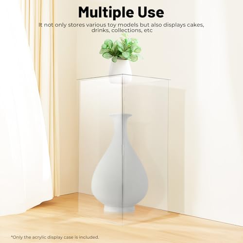 Acrylic Pedestal Stand 12*12*24in Acrylic Boxes for Display Doll Display Case Clear Pedestal Stand for Flowers, Clear Glass Pedestal Stands, Plexiglass Box, Sculpture Stands