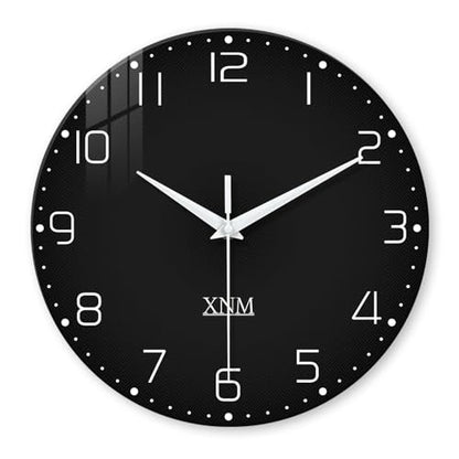 XNM Black Glass Wall Clocks Battery Operated 12 Inch - color: Black, size: 12 Inch