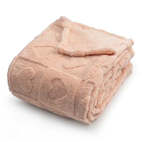 Americanflat 30x40 Jacquard Kids Throw Blanket - Soft and Breathable Mini Fleece Throw Blanket for Couch, Bed, Chair - Fleece Blankets Perfect for Home, Bedroom, or Outdoor Use - Heart Design in Pink - color: Pink, size: 30x40, style: Heart