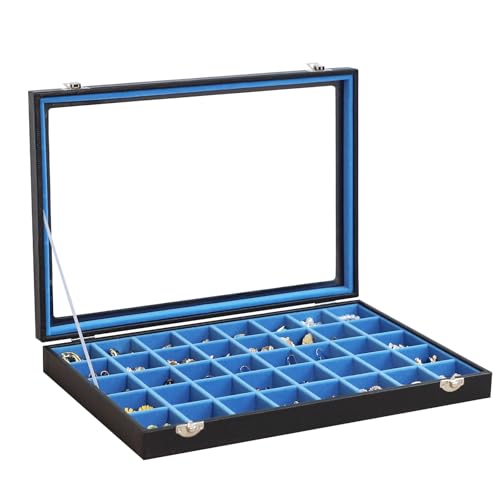 Stratalife 40 Grid Earring Organizer, Jewelry Holder Organizer with Lid - color: Blue-Black, size: 40 Grid