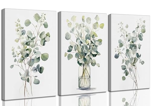 HOMTAI 3Pcs Botanical Canvas Wall Art 16x24Inch - color: Canvas, size: 16L" x 12W"