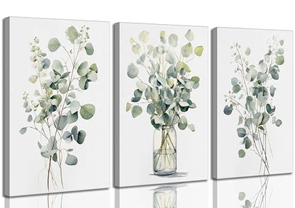 HOMTAI 3Pcs Botanical Canvas Wall Art 16x24Inch - color: Canvas, size: 16L" x 12W"