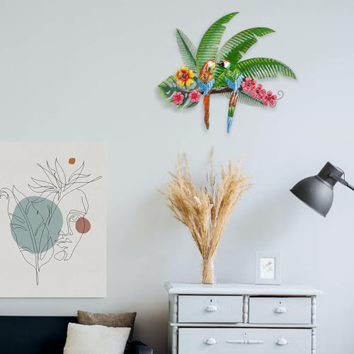 VEWOGARDEN Parrots Wall Decor Large Outdoor Metal Bird Wall Art for Patio Farmhouse Garden Living Room Bedroom Decorations - style: Parrots