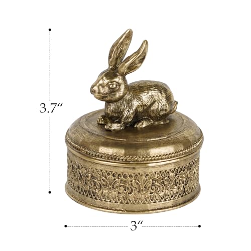 NIKKY HOME Gold Rabbit Jewelry Box, Vintage Mini Trinket Ring Organizer