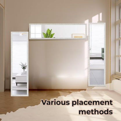 LFT HUIMEI2Y Door Mirror Full Length, Wall-Mounted Mirror White 50" x14" - color: White