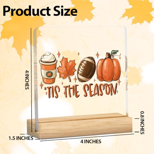 Tis the Season Pumpkin Football Fall Decor Sign - color: Fall07