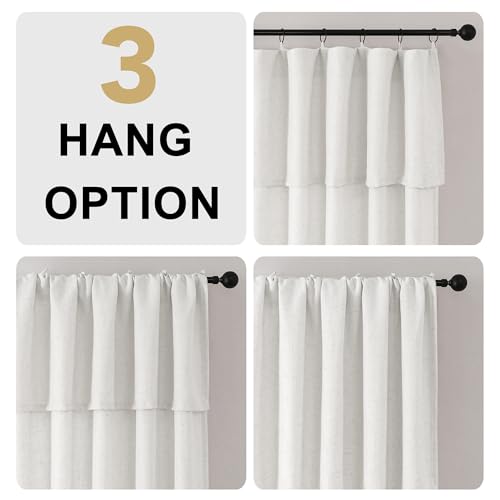 H.VERSAILTEX Linen Semi-Sheer Curtains 63 Inch for Bedroom, Natural White - color: Natural White, size: 52"W x 63"L (Pack of 2)