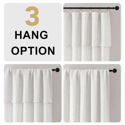 H.VERSAILTEX Linen Semi-Sheer Curtains 63 Inch for Bedroom, Natural White - color: Natural White, size: 52"W x 63"L (Pack of 2)