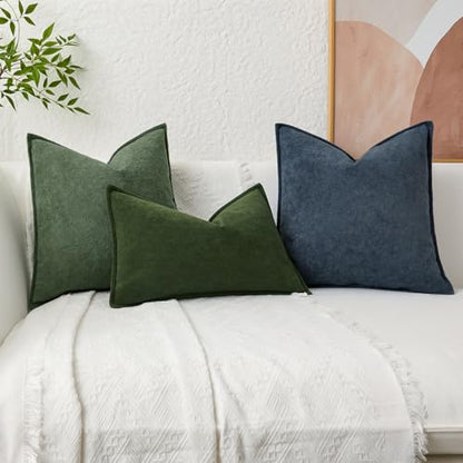 Kevin Textile Soft Waterproof Pillow Covers 18x18 Inch 2 Pack, Moss Green - color: Moss Green, size: 18" x 18" (Pack of 2)