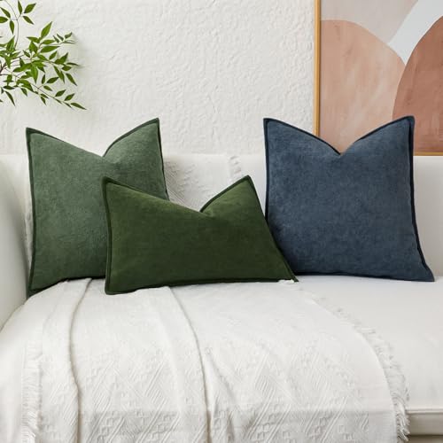 Kevin Textile Soft Waterproof Pillow Covers 16x16 Inch 2 Pack, Moss Green - color: Moss Green, size: 16" x 16" (Pack of 2)