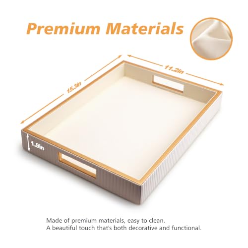 SANZIE Leather Tray Desktop Storage Organizer, Rectangle Valet Tray, White - color: White Holder