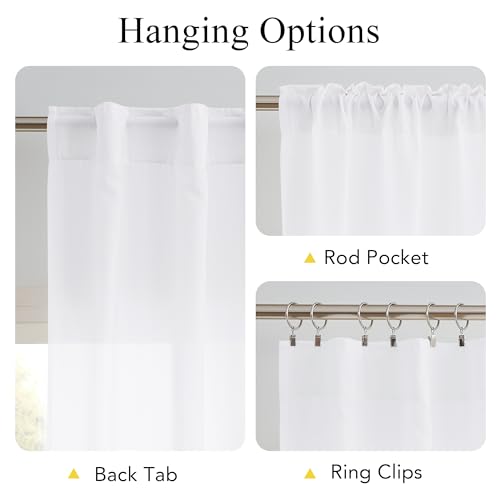 NICETOWN Non-See-Through White Sheer Curtains, W52xL84, 2 Panels - color: White, size: 52"W x 84"L (Pack of 2)
