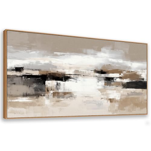 The Mode Art Abstract Wall Art for Living Room Neutral Beige and Black Canvas Prints Modern Framed Gallery Art Minimalist Style Decor for Bedroom Office 20x40inch - color: Beige, size: 40"L x 20"W