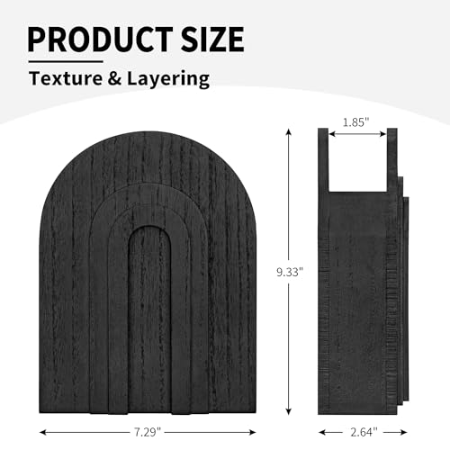 2 Pack Black Wooden Wall Vase for Pampas Grass and Dried Flowers - color: Black-black