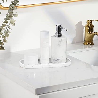 Luxspire 10" Oval Bathroom Tray for Countertop Organizer, Gravel White - color: F - Marble White, style: Small