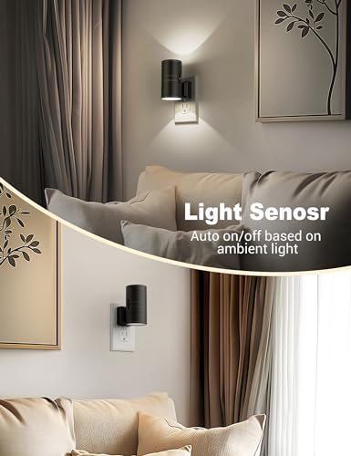 JandCase Night Lights Plug into Wall, Dimmable Night Light, 5000K White - color: Black
