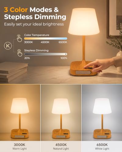 BUCASA Waterproof Shower Lamp Rechargeable Bathroom Shower Lights - color: Wood Grain