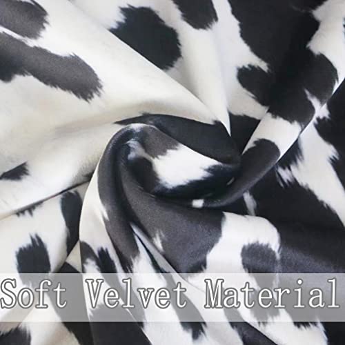 Black White Velvet Throw Pillow Covers 20x20 Animal Cow Print Pillows - color: Black, size: 20" x 20" (Pack of 2)