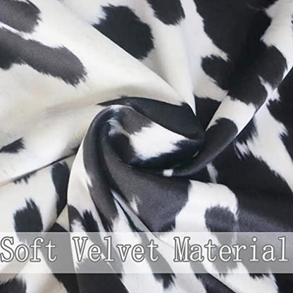 Black White Velvet Throw Pillow Covers 20x20 Animal Cow Print Pillows - color: Black, size: 20" x 20" (Pack of 2)