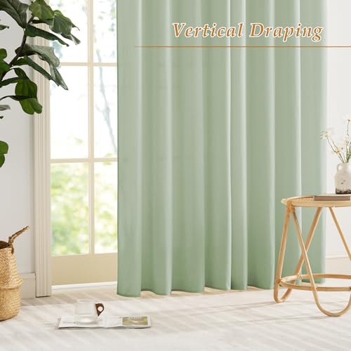 RYB HOME Non See Through Sage Green Sheer Curtains 63 inches Long - color: Sage Green, size: 52"W x 63"L (Pack of 2)