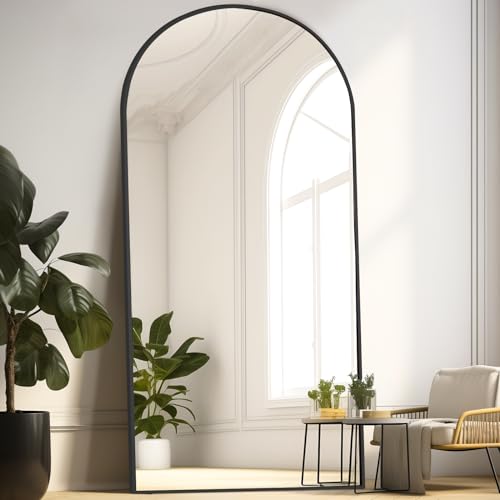 MELOMOIR 76"x34" Large Mirror Full Length, Arched Full Length Mirror with Stand, Large Floor Mirror Free Standing Mirror Full Length for Bedroom, Hanging Standing or Leaning Full Body Mirror, Black - color: Black, size: 76"L x 34"W