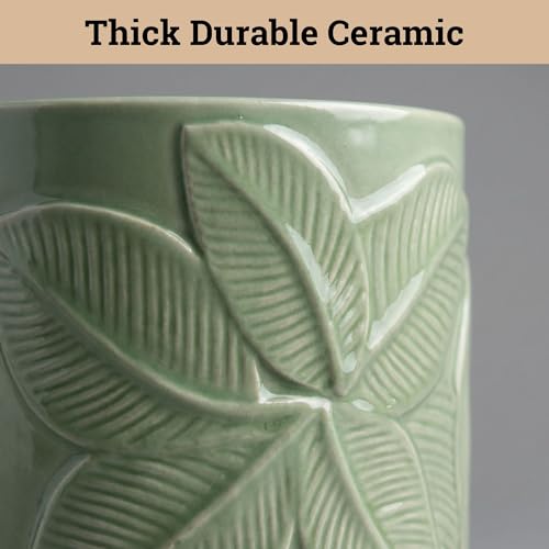Ceramic Pots for Plants Set of 3, 6, 5, 4 Inch Diameter with Drainage Holes