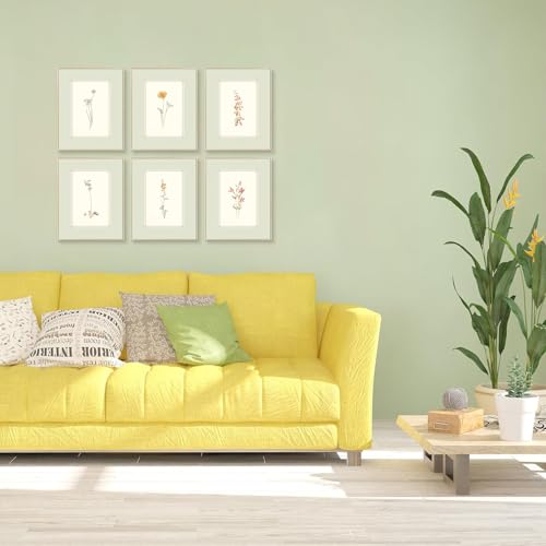 KBKBART Mint Green Floral Wall Art Set of 6 Unframed, Minimalist Abstract Flower Prints Watercolor Botanical Wildflower Wall Decor Canvas Painting, Boho Wall Decor for Bathroom, Living Room - color: Mint Green Floral