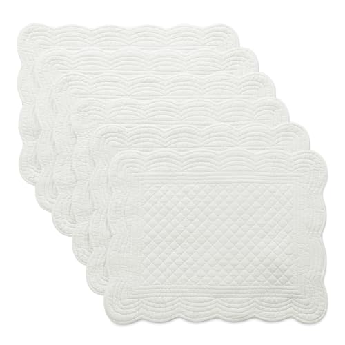 HOMBYS Quilted Placemats Set of 6 Washable-13x18 inches Rectangular Placemats for Kitchen Table-100% Cotton Fabric Rectangular Table Mats, (Cream White) - color: Cream White